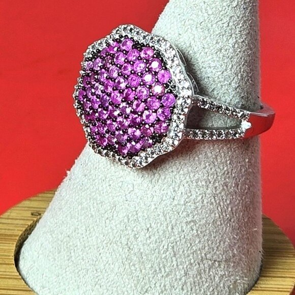 925 Sterling Silver Ring SZ 6 with Natural Pink Sapphire Gemstone - Picture 5 of 10